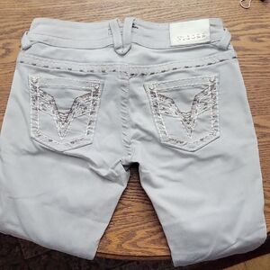 Vigoss Women's Light Gray Embroidered Pocket Jeggings